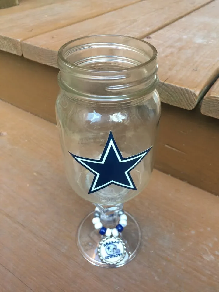 Dallas Cowboys Mason Jar Wine Glass - 9” Tall image indicator(5)