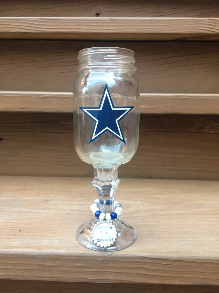 Dallas Cowboys Mason Jar Wine Glass - 9” Tall image indicator(7)