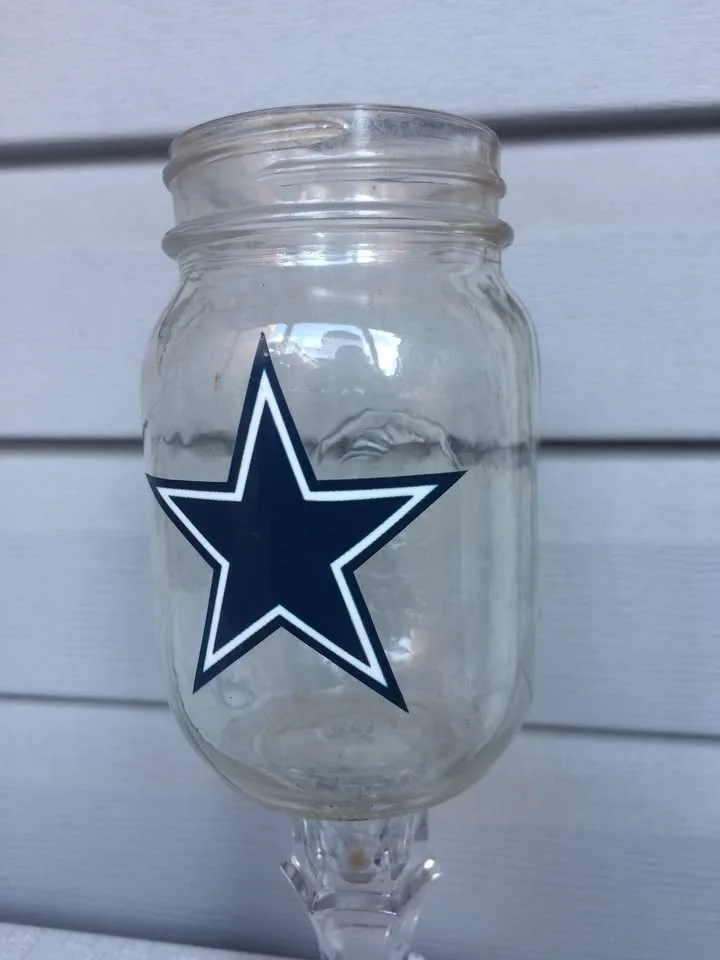 Dallas Cowboys Mason Jar Wine Glass - 9” Tall image indicator(8)