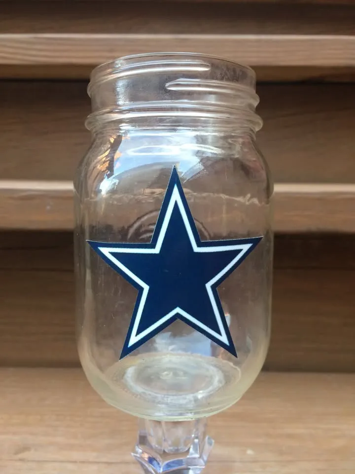 Dallas Cowboys Mason Jar Wine Glass - 9” Tall image indicator(10)