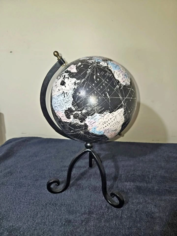 Black Decorative World Globe – Metal Stand