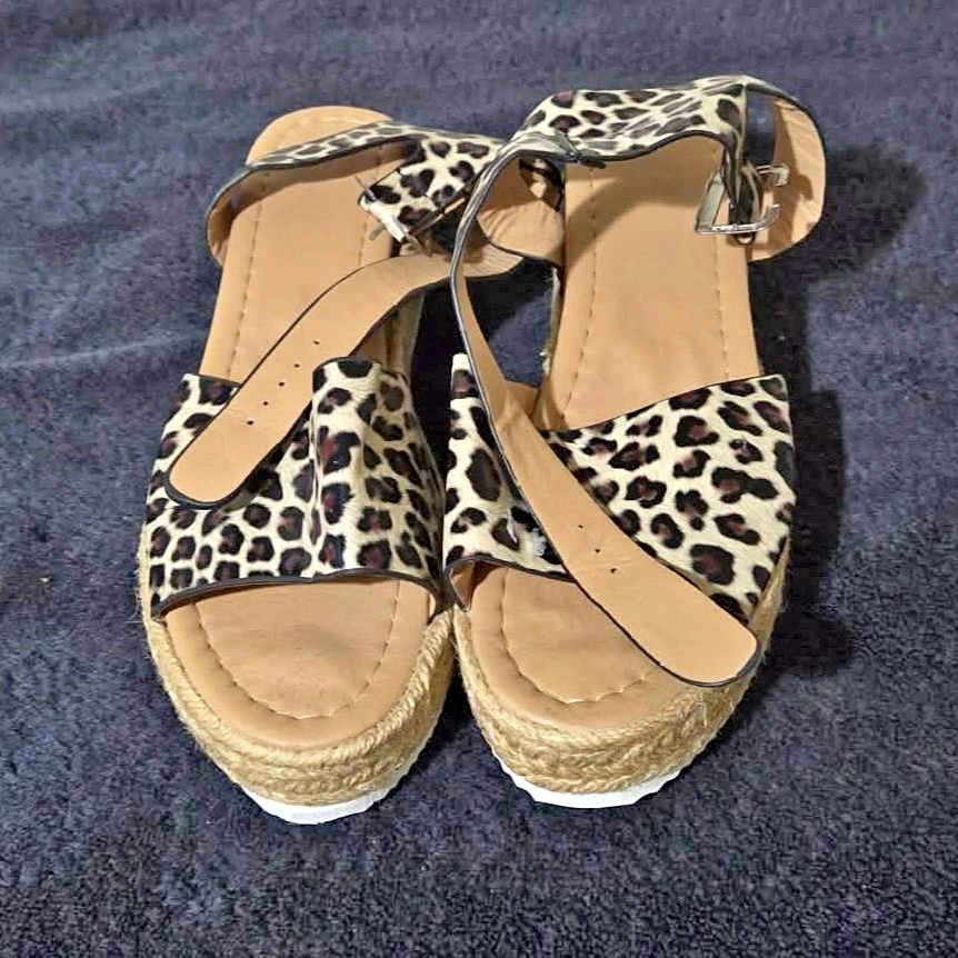 Leopard Print Espadrille Sandals – Size 42 (Women’s 11)
