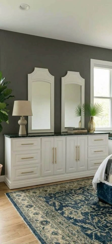 White Dresser with Stone Top and Gold Hardware - photo 2