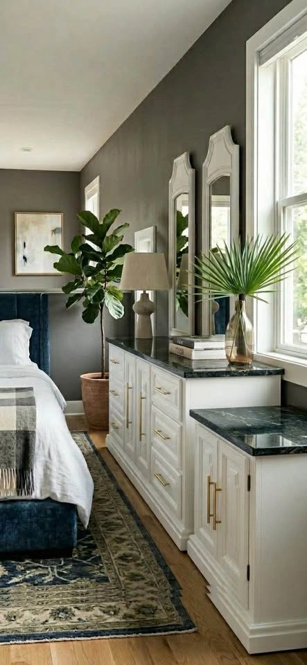 White Dresser with Stone Top and Gold Hardware - photo 3