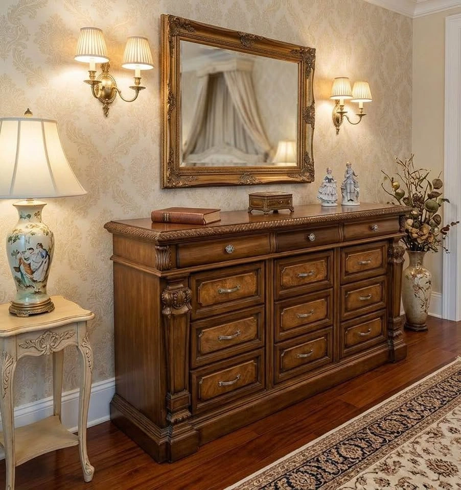 Traditional Ornate Wood Dresser ( delivery available)