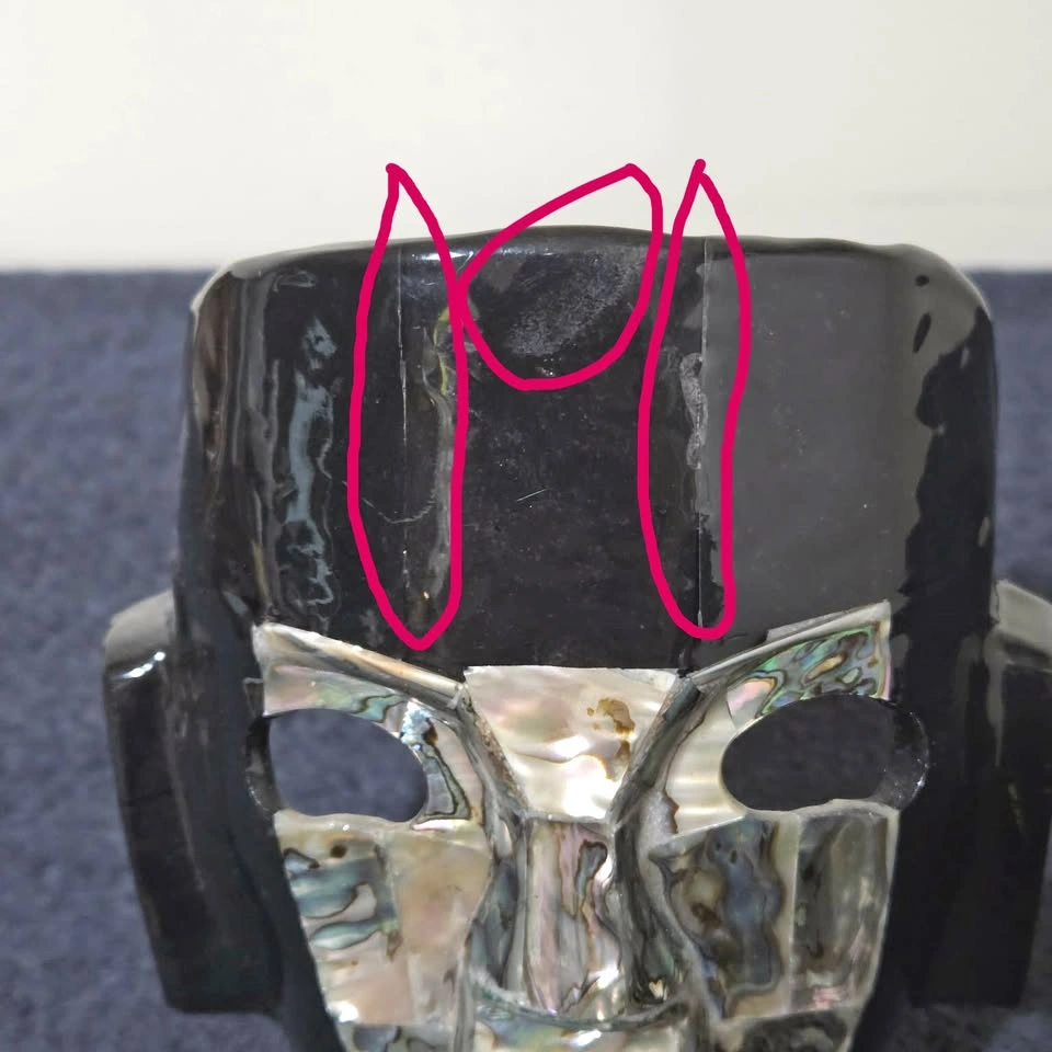 Mexican Mosaic Stone Mask – Abalone Inlay – Black Onyx Base - photo 5