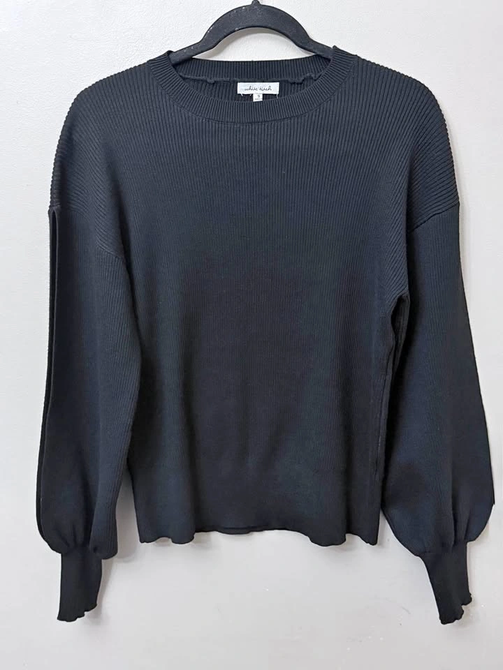 White Birch Ribbed Knit Sweater Small