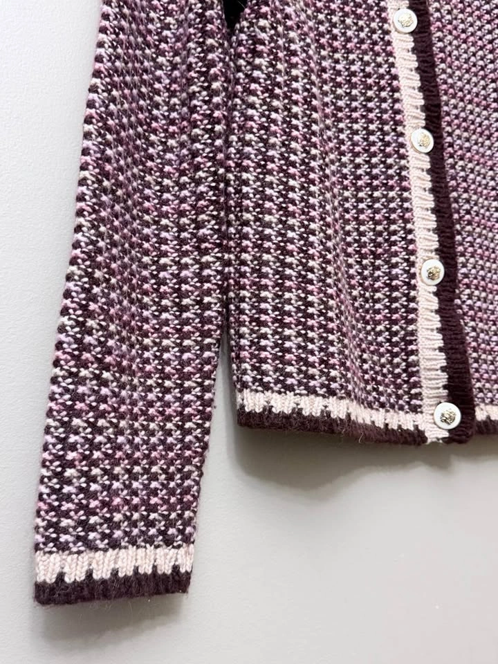 Talbots Tweed Cardigan Sweater / Knit Jacket - Burgundy Size M - photo 4