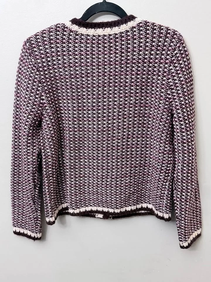 Talbots Tweed Cardigan Sweater / Knit Jacket - Burgundy Size M - photo 5