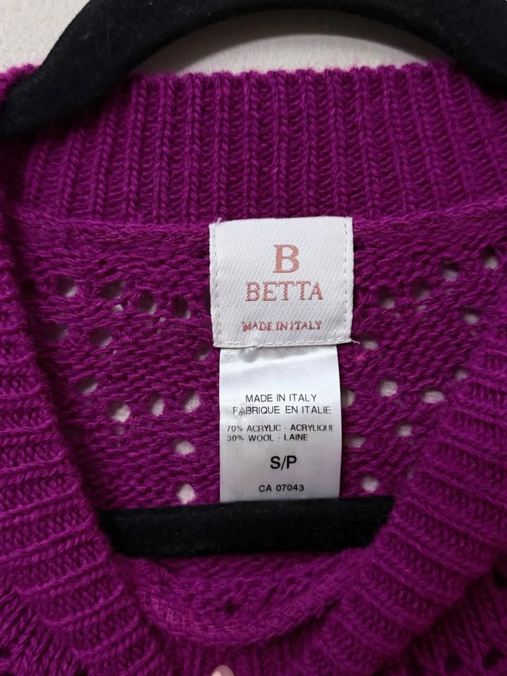 B Betta Magenta Wool Blend Sweater Small - photo 2