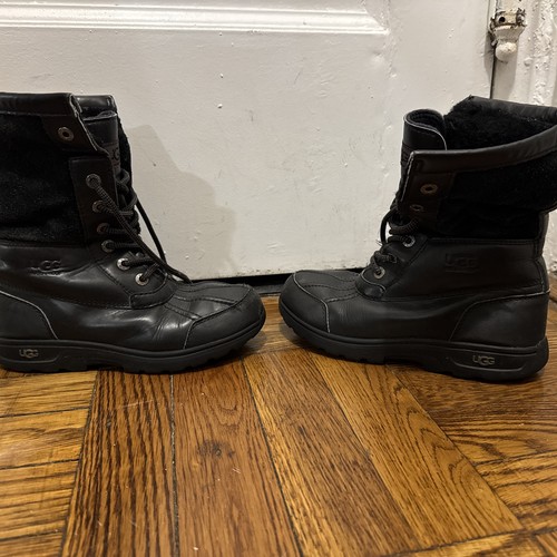 UGG Kids Butte II CWR Black Leather Winter Boots Size 2 - photo 3