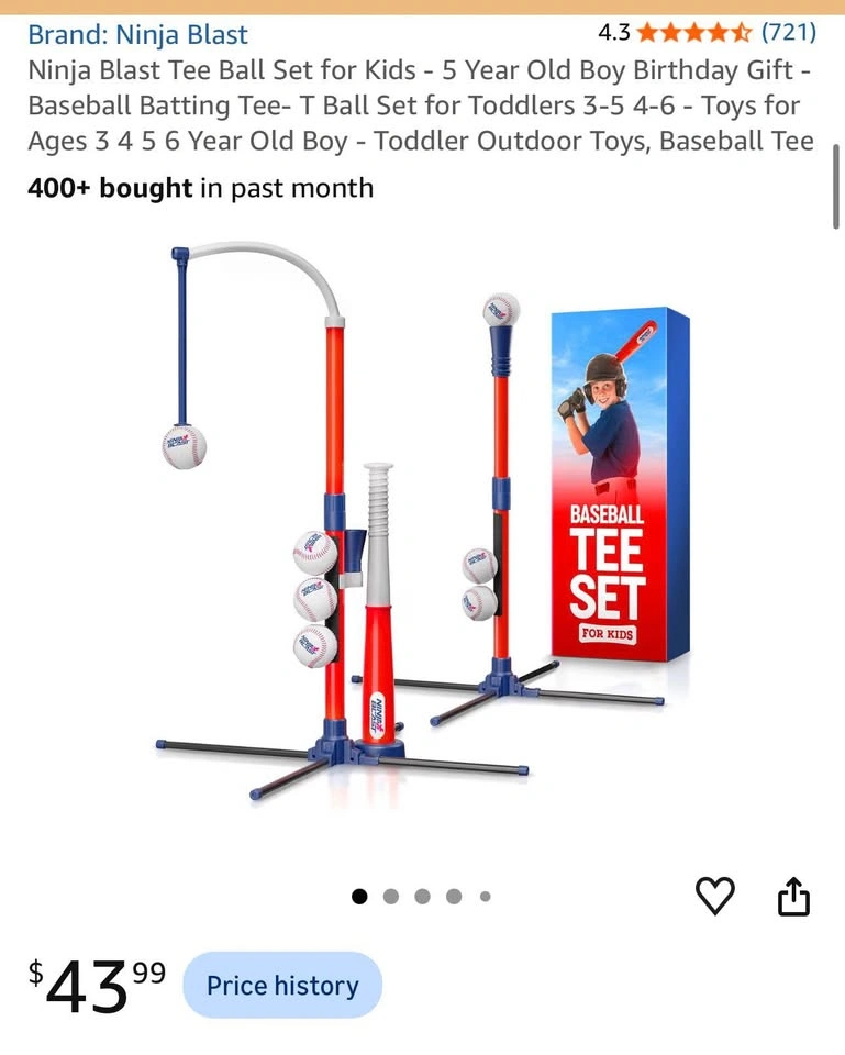 Ninja Blast Tee Ball Set for Kids - Baseball Batting Tee - photo 2