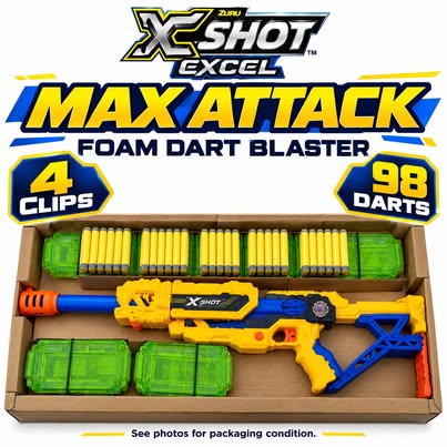 X-Shot Excel Max Attack 196-Piece Clip Blaster Set – New