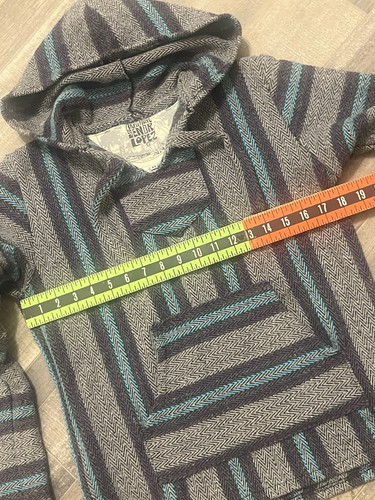Senor Lopez Blue Gray Poncho Hoodie Boho 90s Beach Casual XS - photo 3