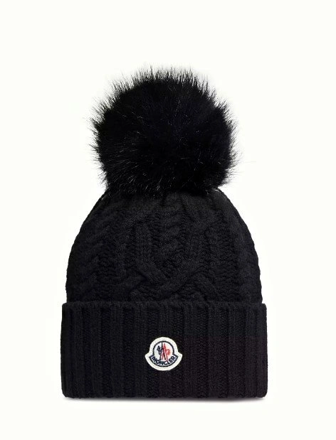 Moncler - Wool & Cashmere Blend Beanie with Pom Pom