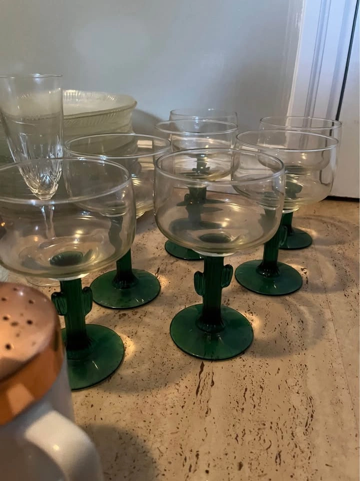 Vintage Glassware Set with Libbey Cactus Margarita Glasses - photo 4