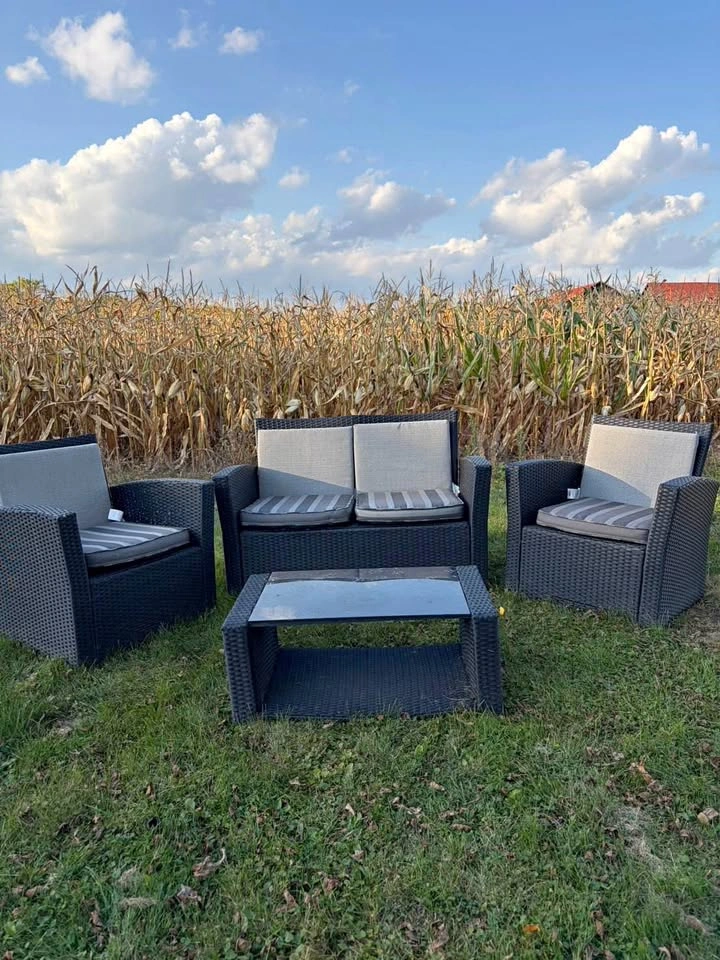 4-Piece Black Wicker Outdoor Furniture Set