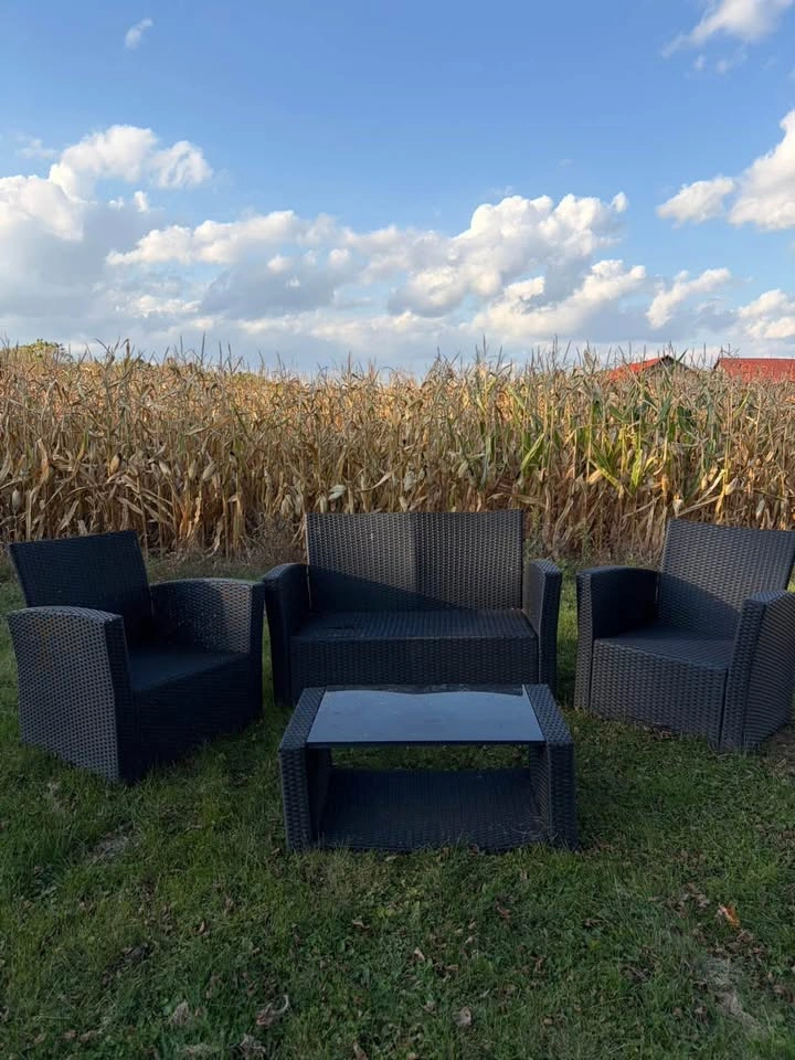 4-Piece Black Wicker Outdoor Furniture Set - photo 2