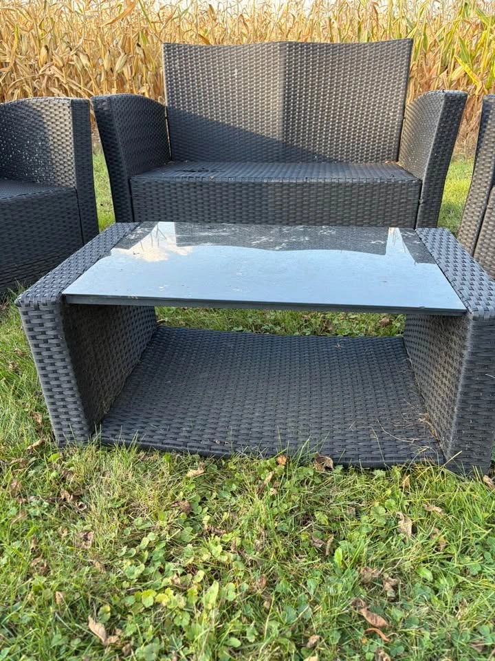4-Piece Black Wicker Outdoor Furniture Set - photo 3