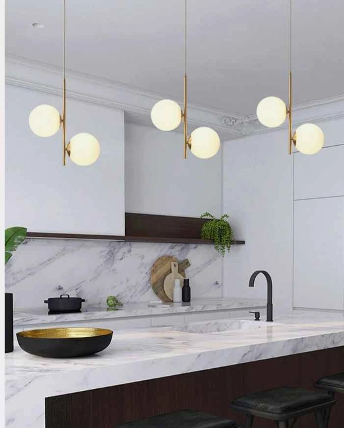 New Modern Gold Double Globe Pendant Light - photo 3
