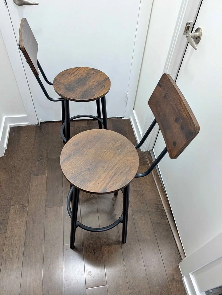Set of 2 Rustic Industrial Bar Stools