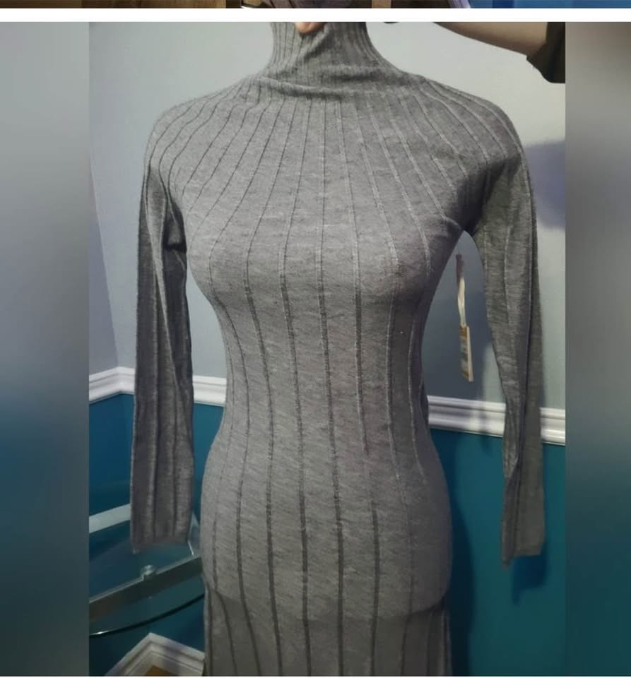 BLACK TAPE_ Gray Ribbed Turtleneck Knit sweater XS Dress - photo 2