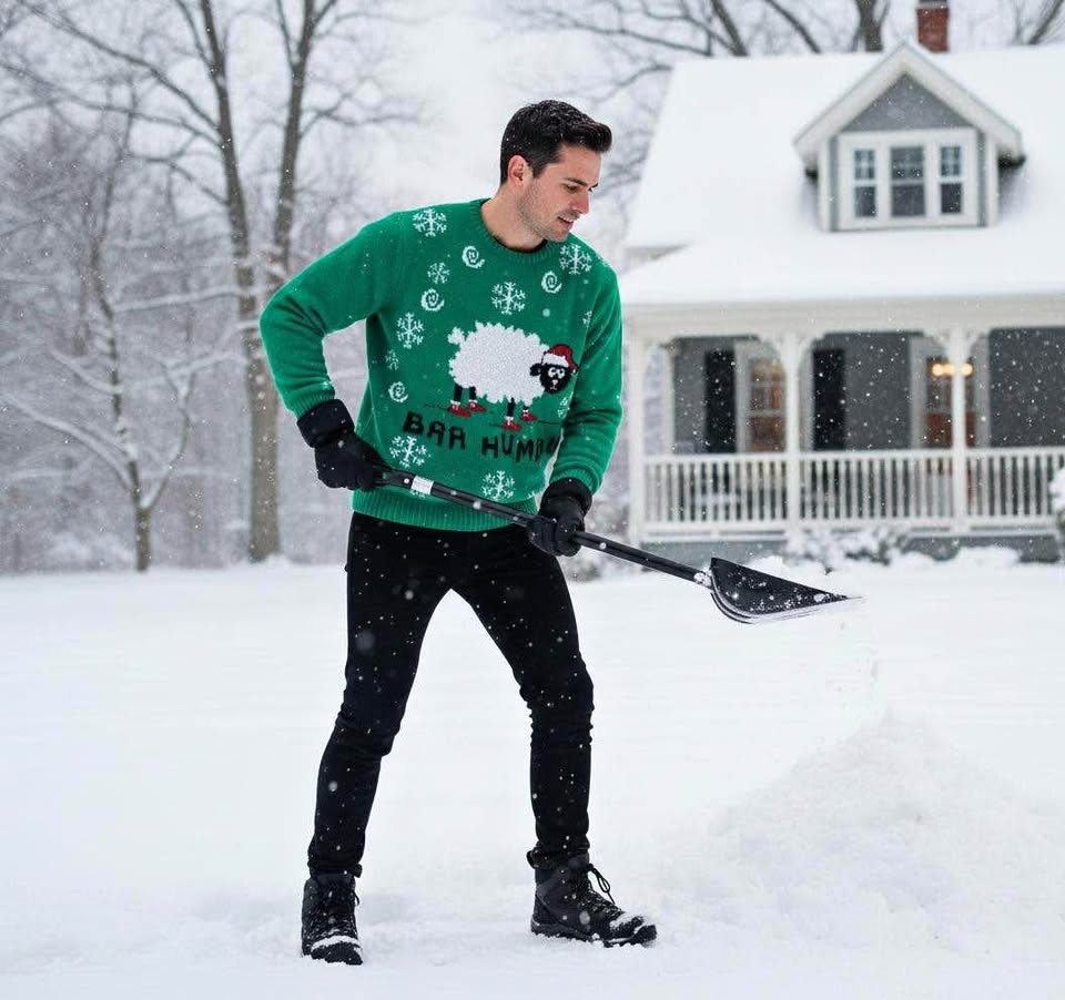 Green ugly Christmas Sweater Sheep Design Unisex L/XL