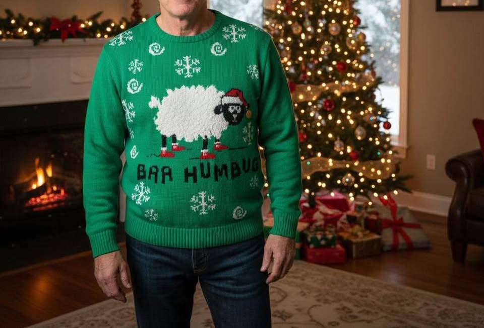 Green ugly Christmas Sweater Sheep Design Unisex L/XL - photo 2