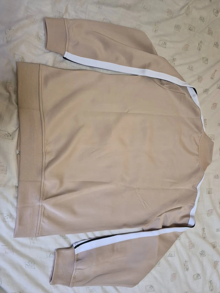 Beige Zip Up Jacket - Light Tan with White Side Stripes (Size S) - photo 3