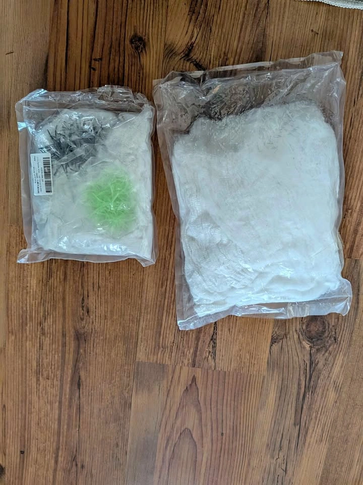 New set of 2 spider web decorations with fake spiders