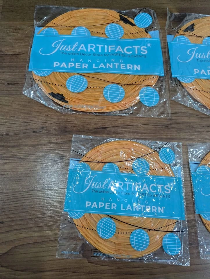 Brand new set of 6 Halloween Jack o lantern hanging paper lanter - photo 2