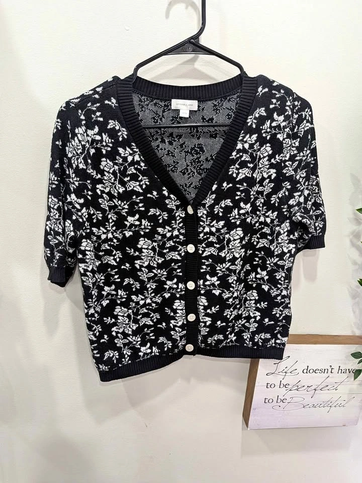 Beautiful button up half sleeve designer sweater