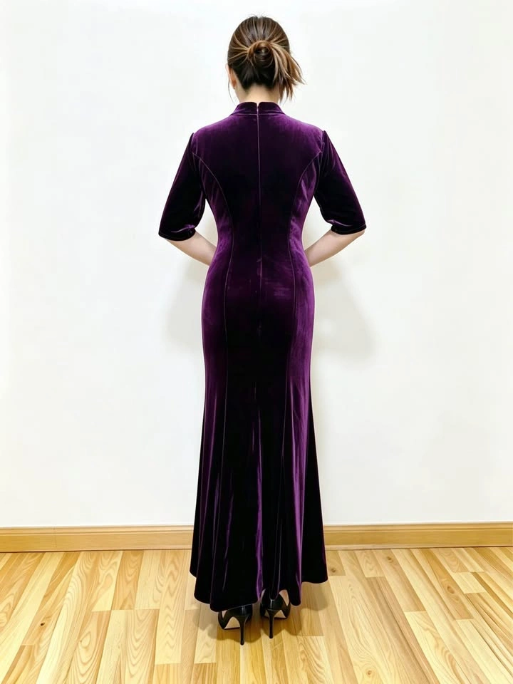 Dark Purple Velvet Evening Dress - Size M 6-8 - photo 5