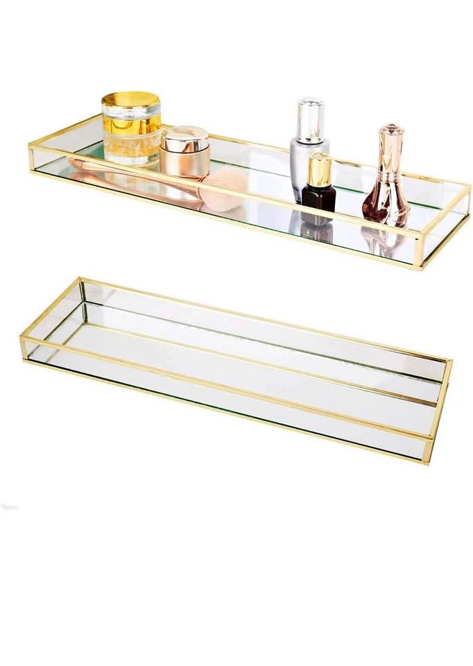 Gold Bathroom Mirrored Vanity Tray