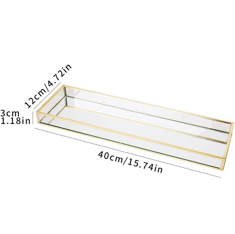 Gold Bathroom Mirrored Vanity Tray - photo 2