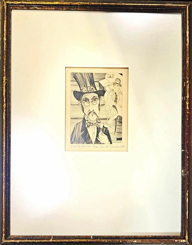 Original David F. Driesbach Matted & Framed "C'est le Dernier" #