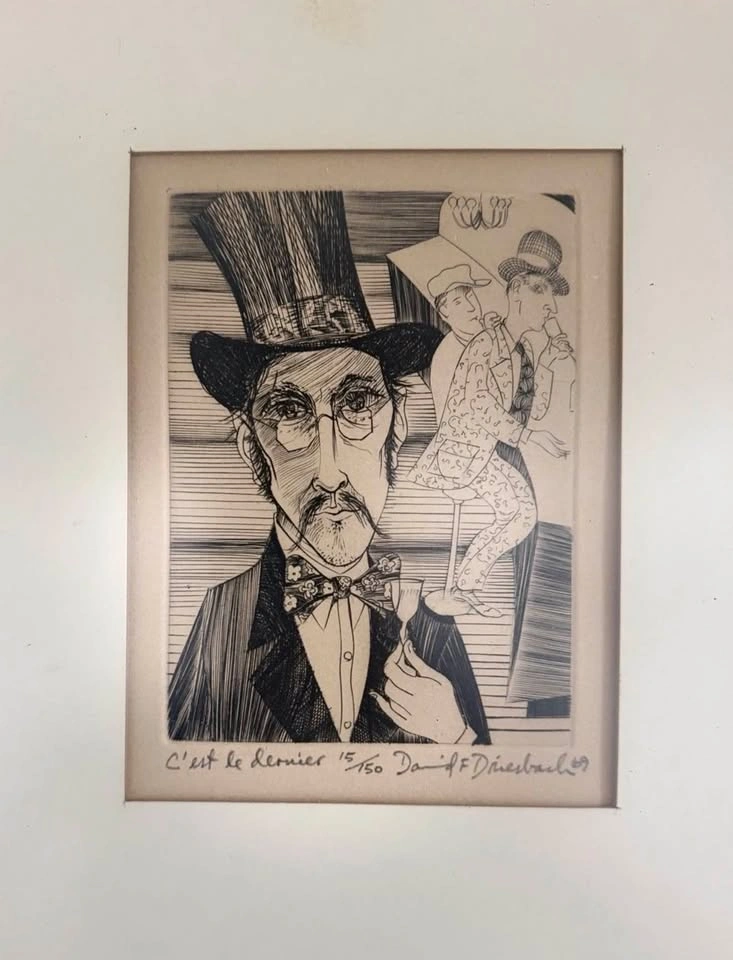 Original David F. Driesbach Matted & Framed "C'est le Dernier" # - photo 3
