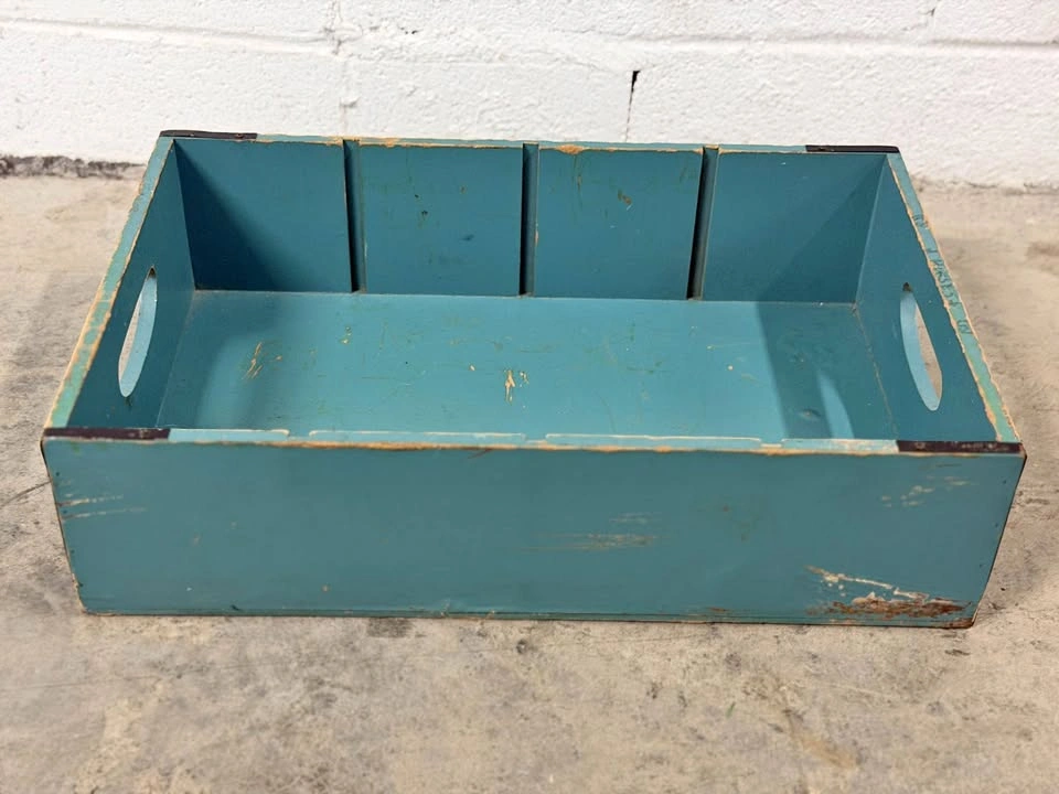 Vintage Teal Wooden Harvest Crate