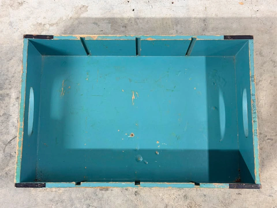 Vintage Teal Wooden Harvest Crate - photo 2