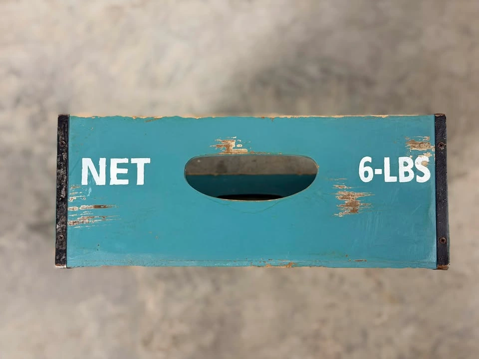 Vintage Teal Wooden Harvest Crate - photo 3