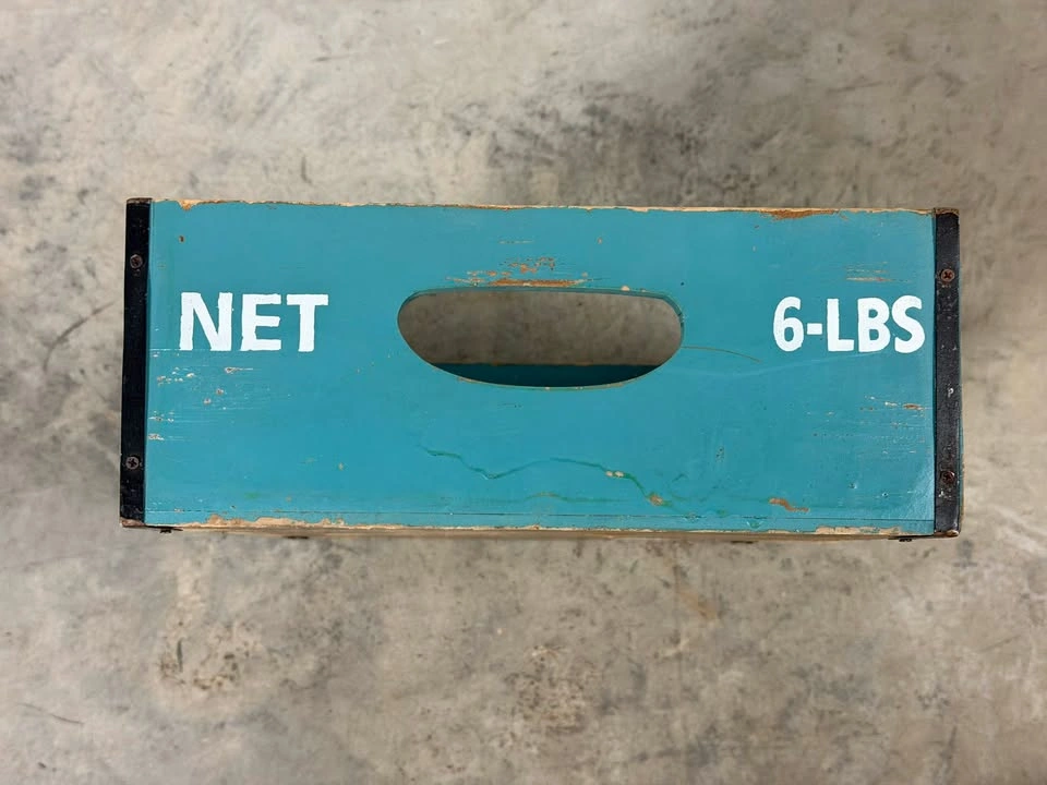 Vintage Teal Wooden Harvest Crate - photo 4