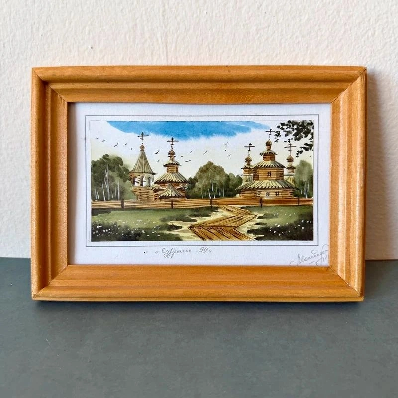 1999 Russian Miniature Watercolor – Wooden Churches of Suzdal 8