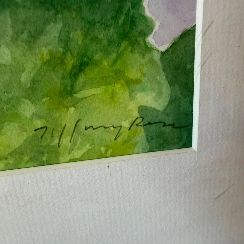 Vintage Framed Botanical Watercolor – Lavender Primroses - photo 3