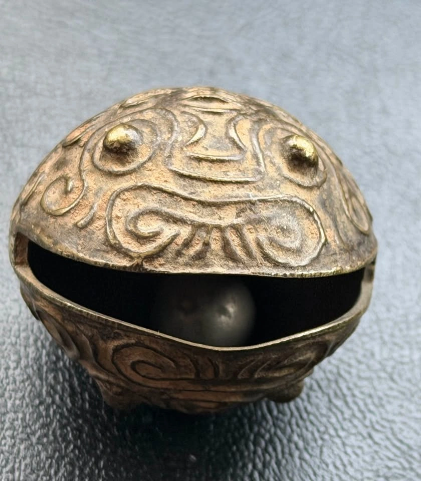1800’s Antique Pure Copper Tiger Head Bell - photo 5