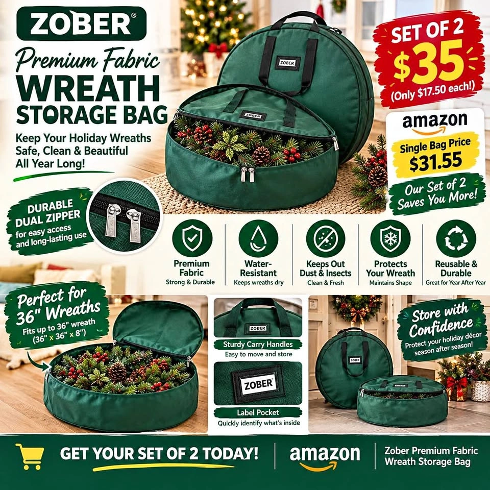 ZOBER PREMIUM WREATH STORAGE BAGS – SET OF 2