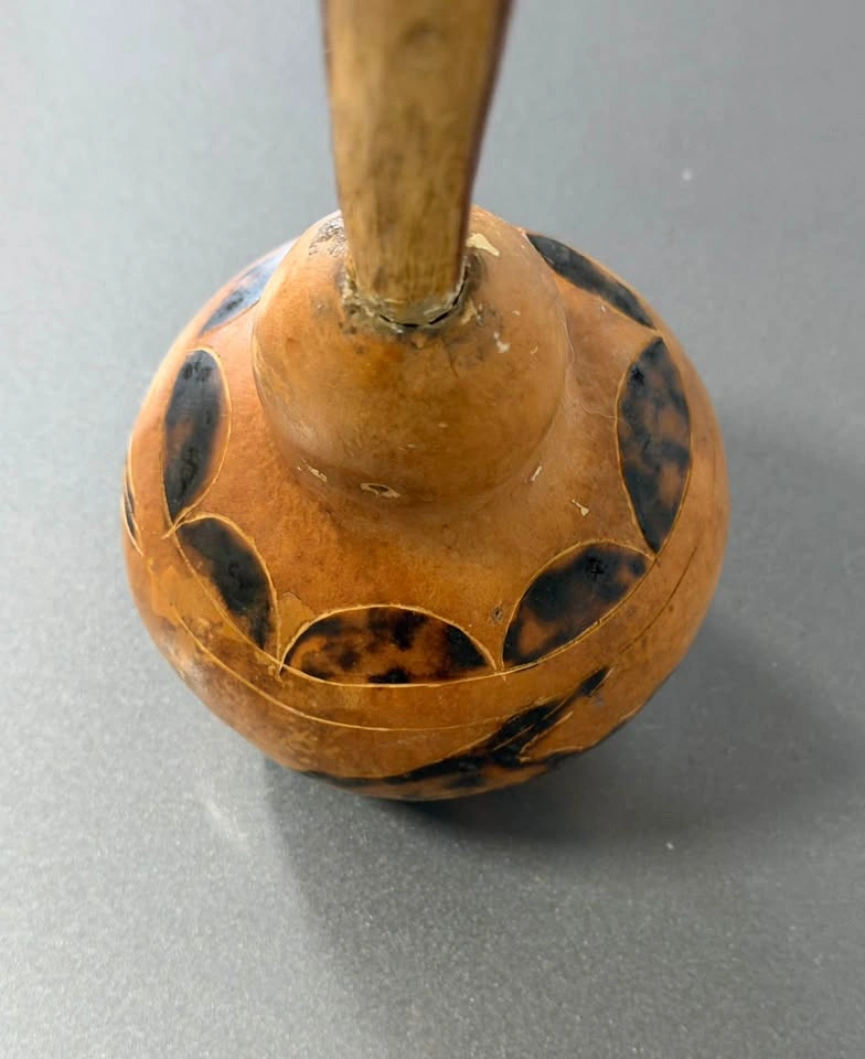 Antique Zambian Hand-Carved Gourd Rattle with Rabbit Motif - photo 4