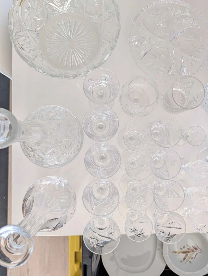 Vintage Cut Crystal Glassware Set - Decanters, Bowl, Stemware - photo 2