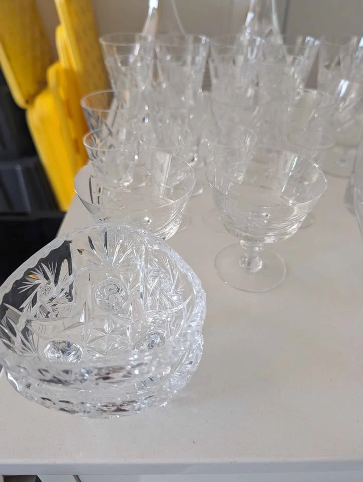 Vintage Cut Crystal Glassware Set - Decanters, Bowl, Stemware - photo 3