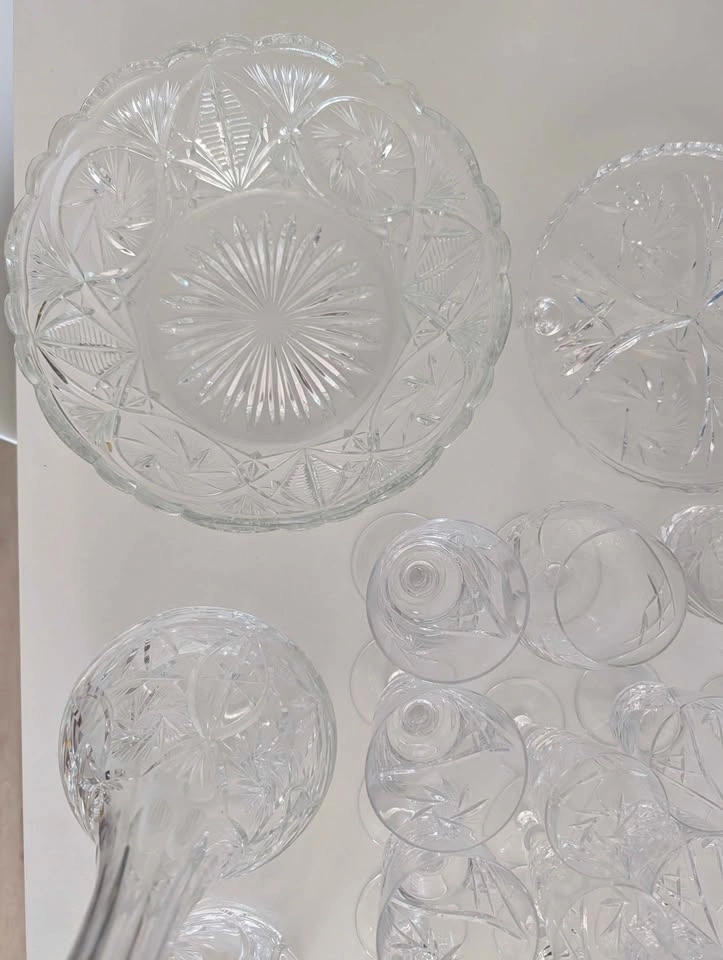 Vintage Cut Crystal Glassware Set - Decanters, Bowl, Stemware - photo 4