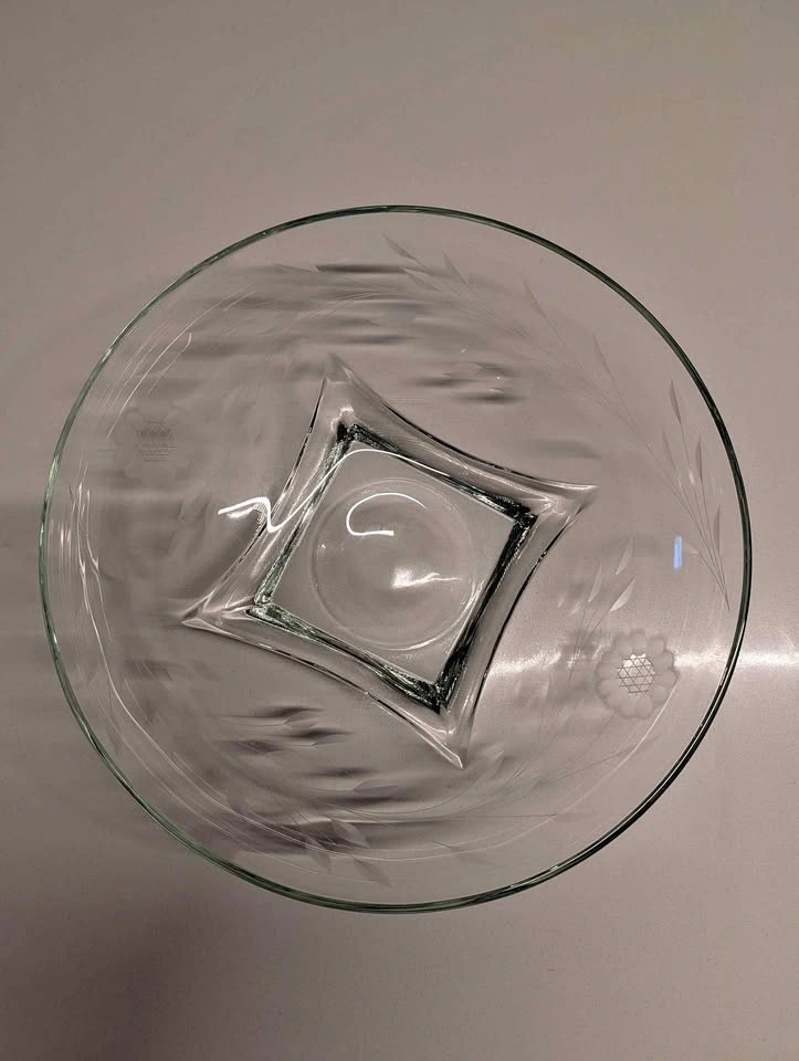 Vintage Clear Glass Etched Floral Dishes